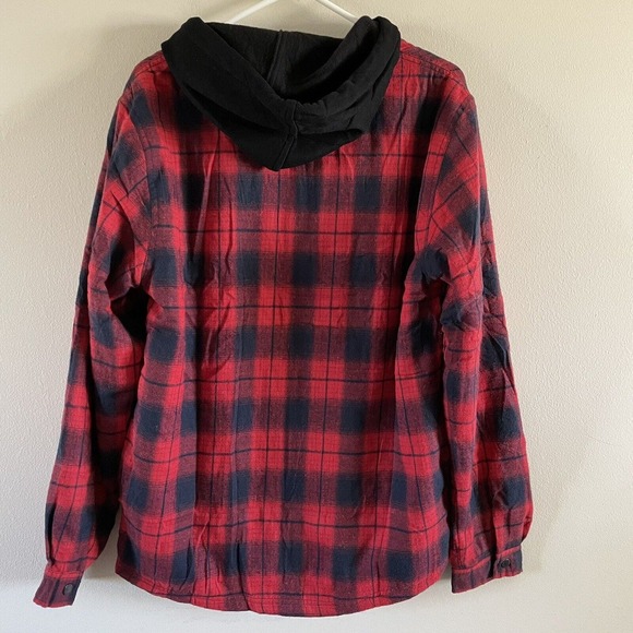 ZENTHACE SHERPA LINED FULL ZIP HOODED PLAID SHIRT JACKET Men’s Size Small - Picture 4 of 6